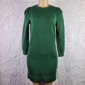 Cos Womens XS Green Wool Blend Textured Long Sleeve Sweater Dress Festive